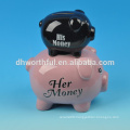 Cute double pigs shaped ceramic coin banks,ceramic coin boxes